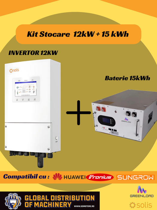 Kit Stocare Huawei, Fronius, Sungrow 15 kWh | AC Coupled 3P 12/15 | Invertor Solis + Baterie LiFePO4 GreenLoad