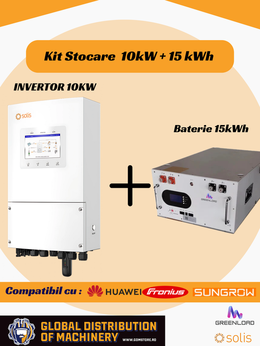 Kit Stocare Huawei, Fronius, Sungrow 15 kWh | AC Coupled 3P 10/15 | Invertor Solis + Baterie LiFePO4 GreenLoad